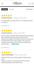 Load image into Gallery viewer, Skin Chemists wrinkle killer anit ageing eye treatment
